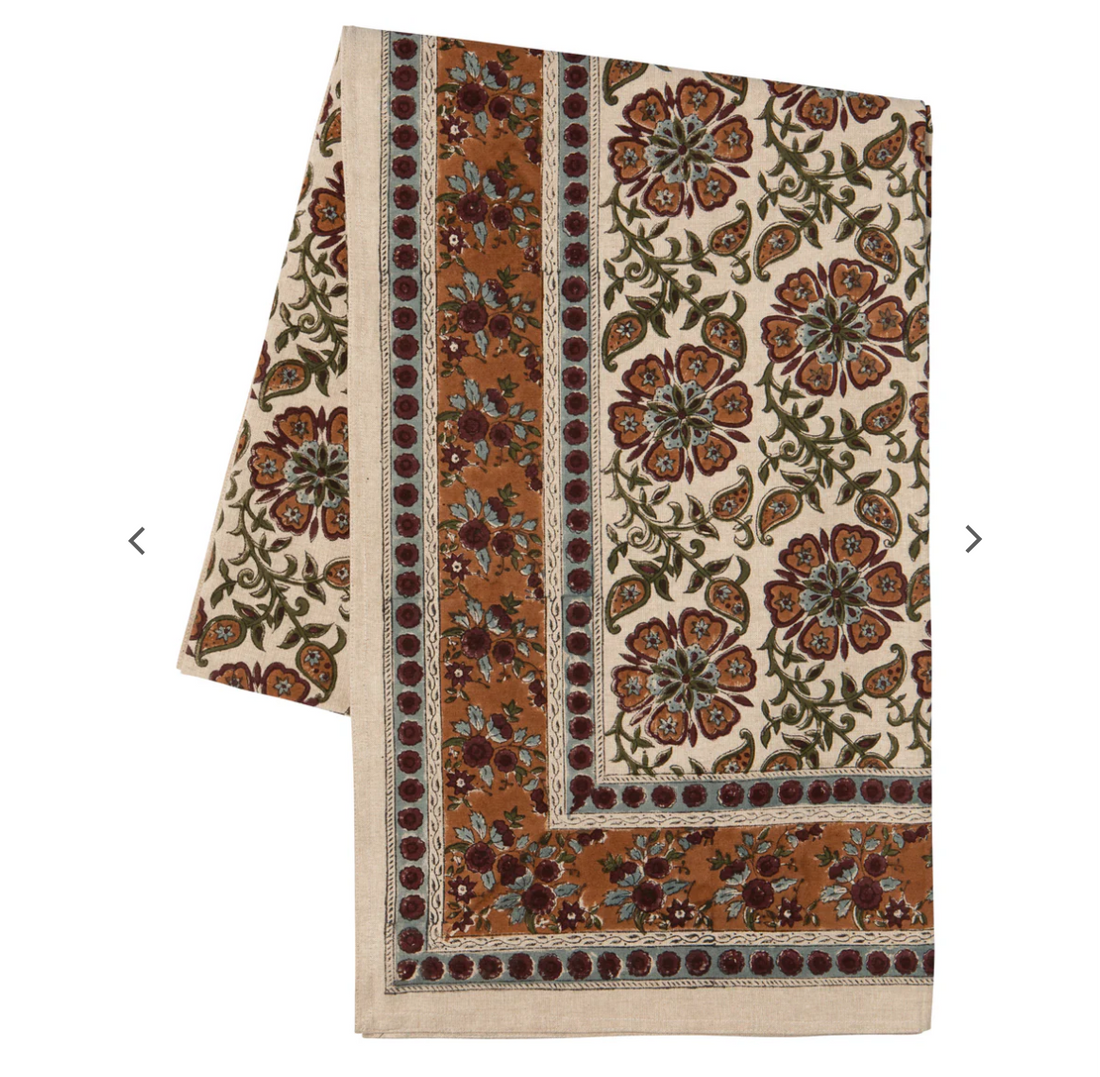 Elysian Block Print Table Cloth 90&quot;