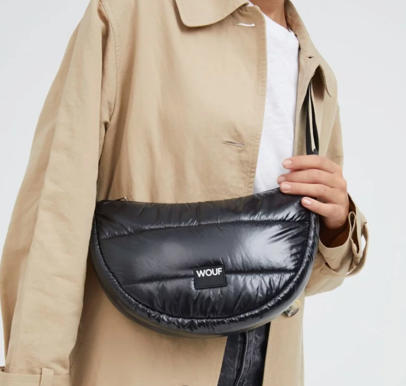 WOUF Black Glossy Crossbody Bag