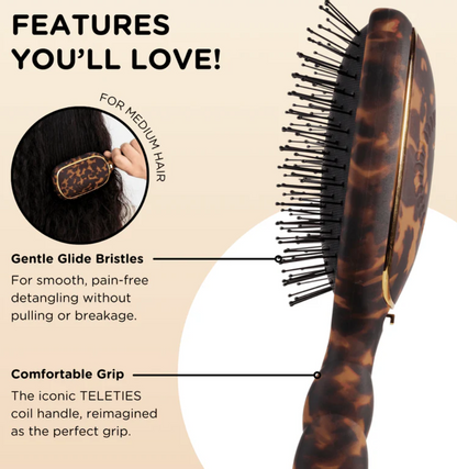 TELETIES- Detangler Hair Brush for Medium Hair – Tortoise