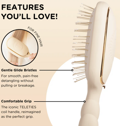 TELETIES- Detangler Hair Brush for Fine Hair – Tan