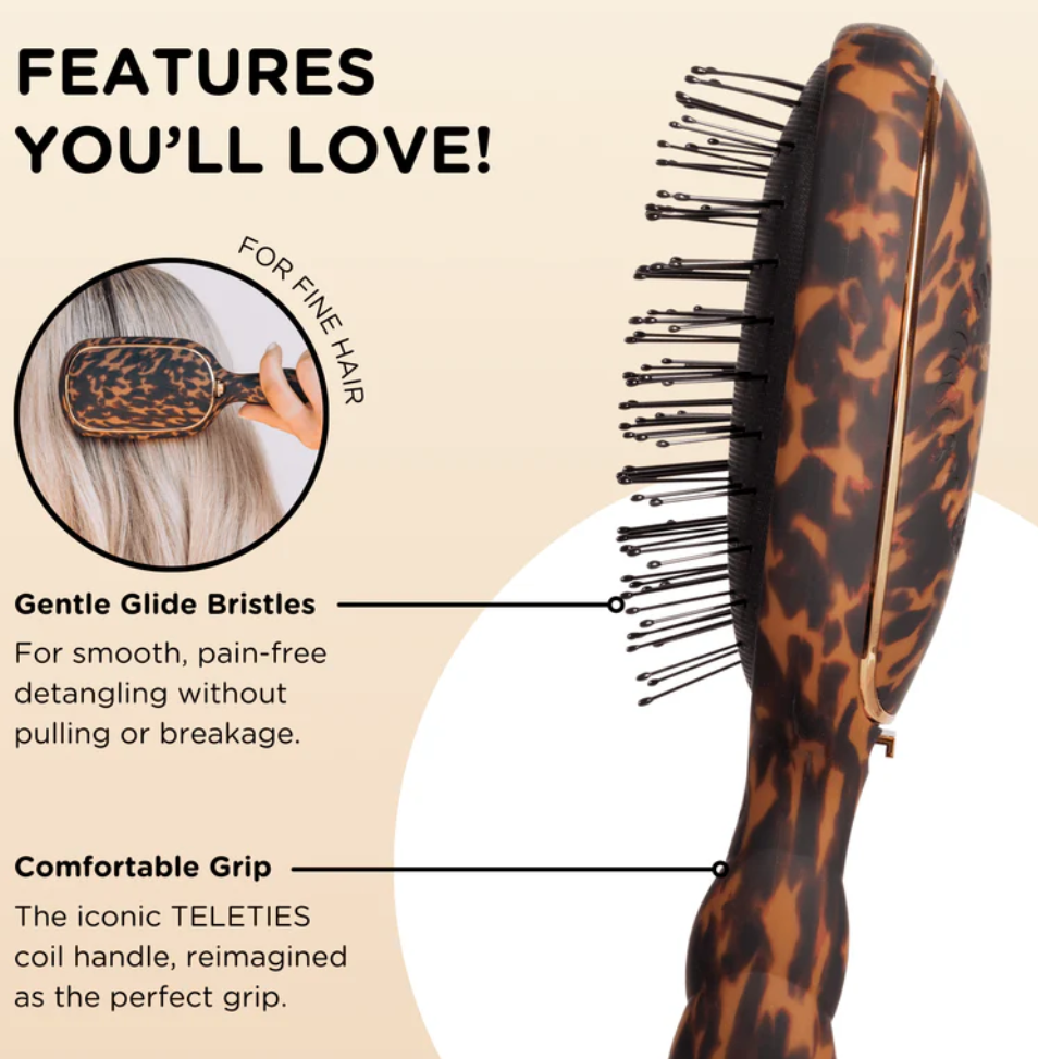 TELETIES- Detangler Hair Brush for Fine Hair – Tortoise