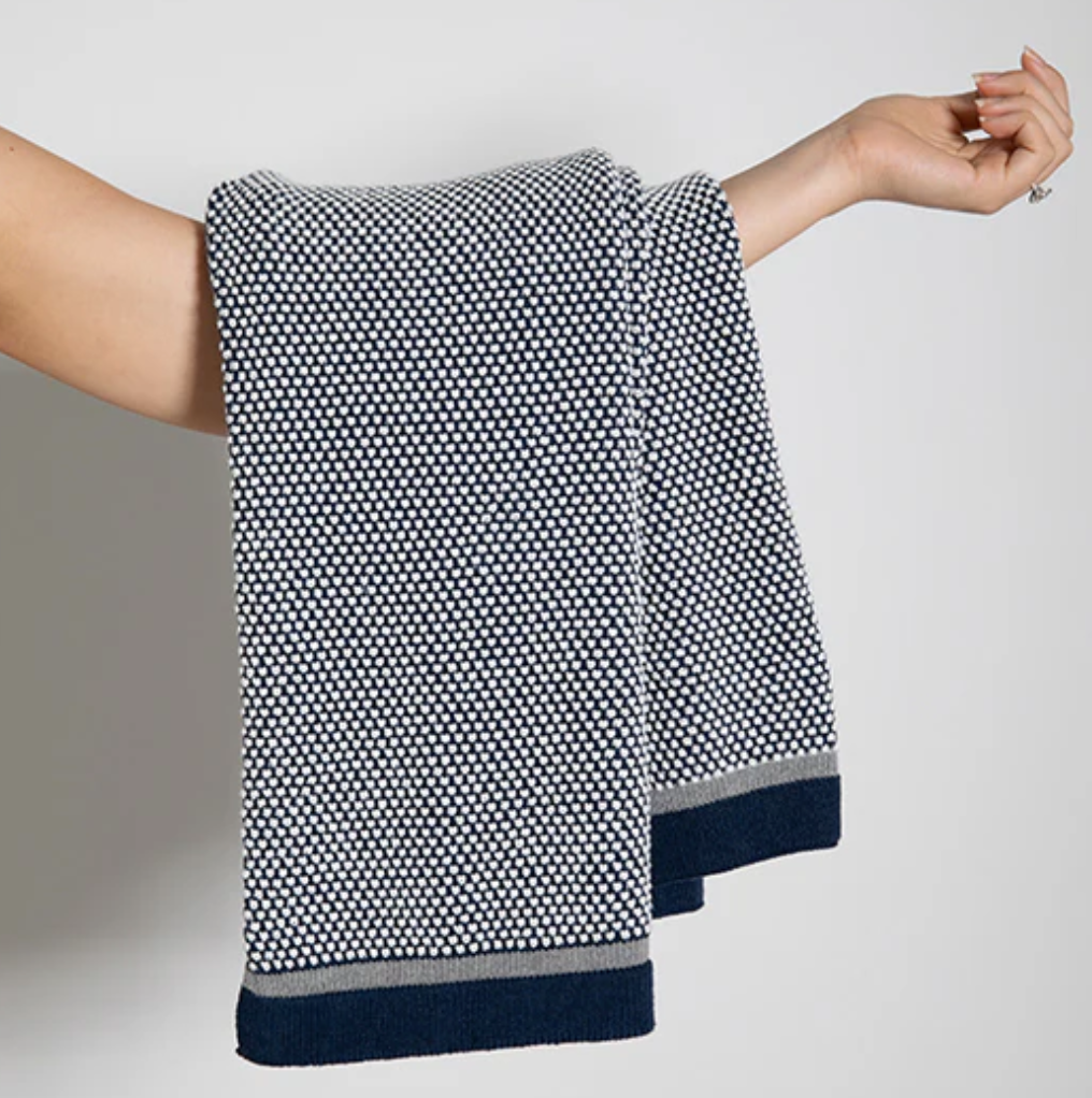 Stipple Stripe Organic Cotton Knit Throw Blanket