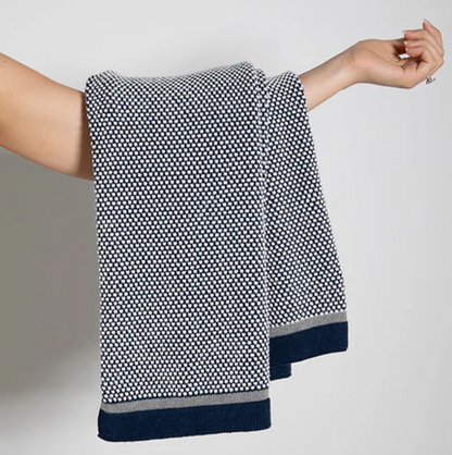 Stipple Stripe Organic Cotton Knit Throw Blanket