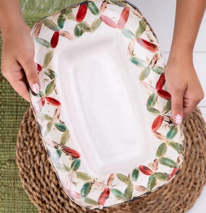 Criss Cross Garland Rectangle Dish