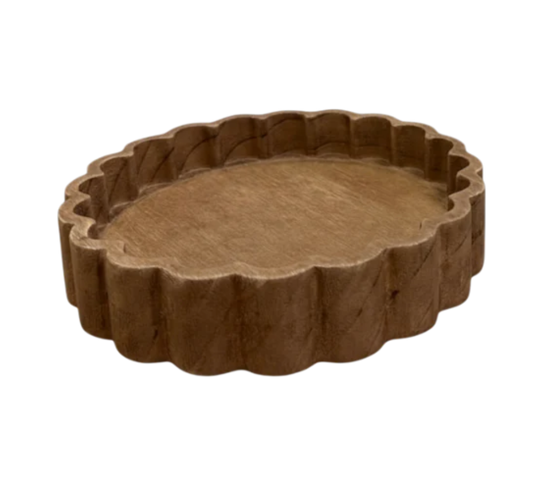 Scalloped Wood Tray Md