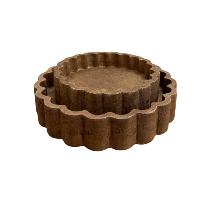 Scalloped Wood Tray Md