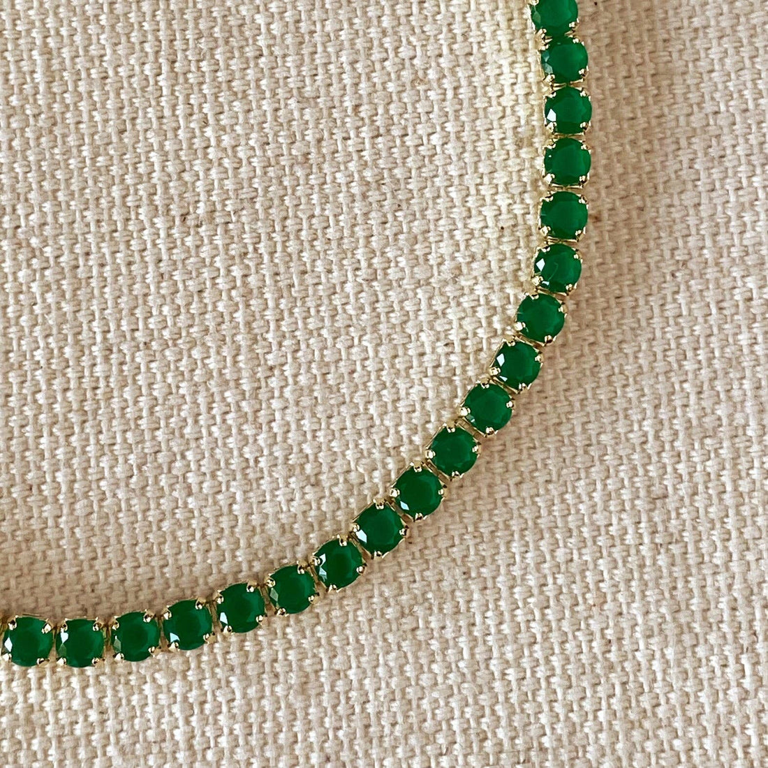 GoldFi - 18k Gold Filled 3mm Cubic Zirconia Emerald Bracelet