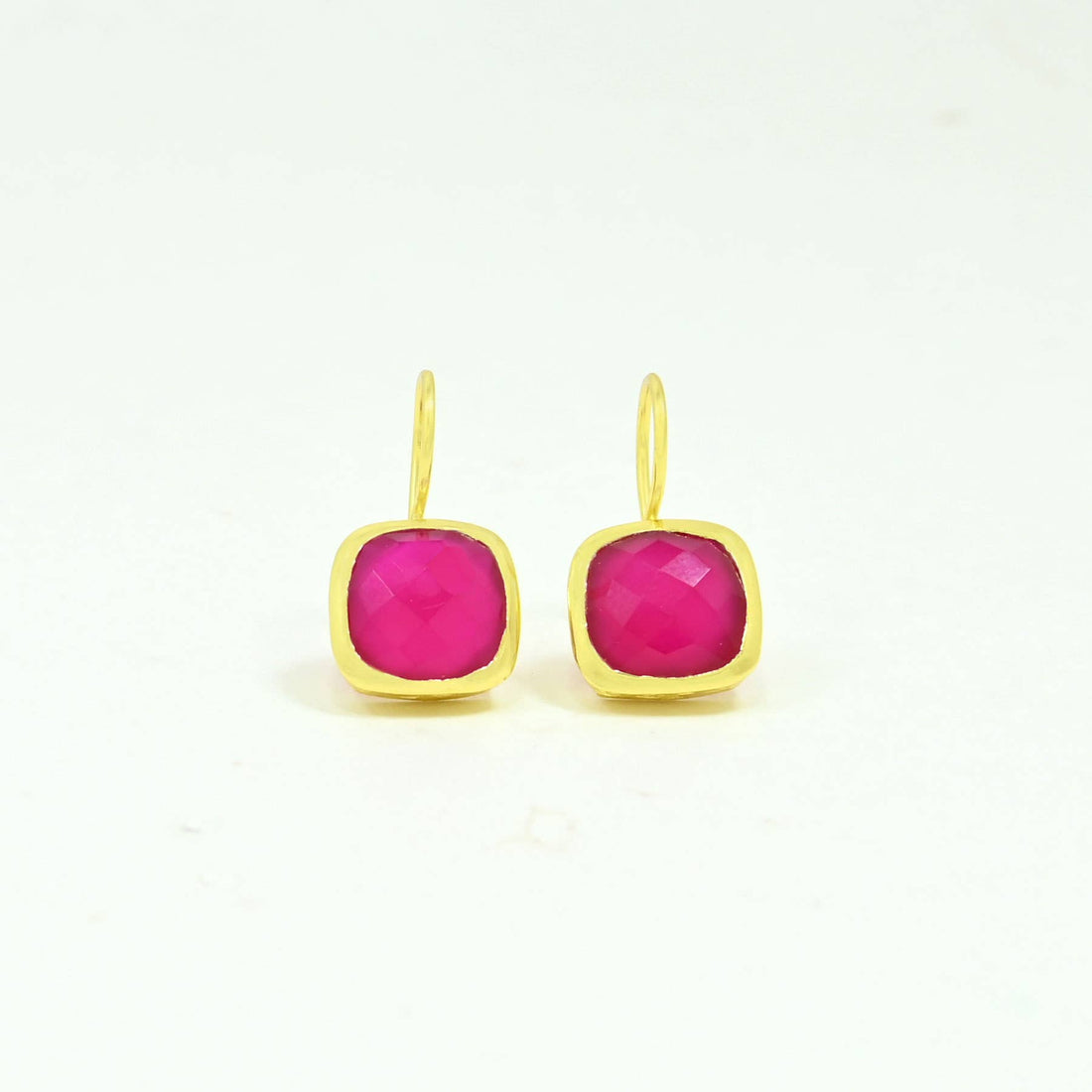 Dolce Earring Gold Plated - Pink Jade
