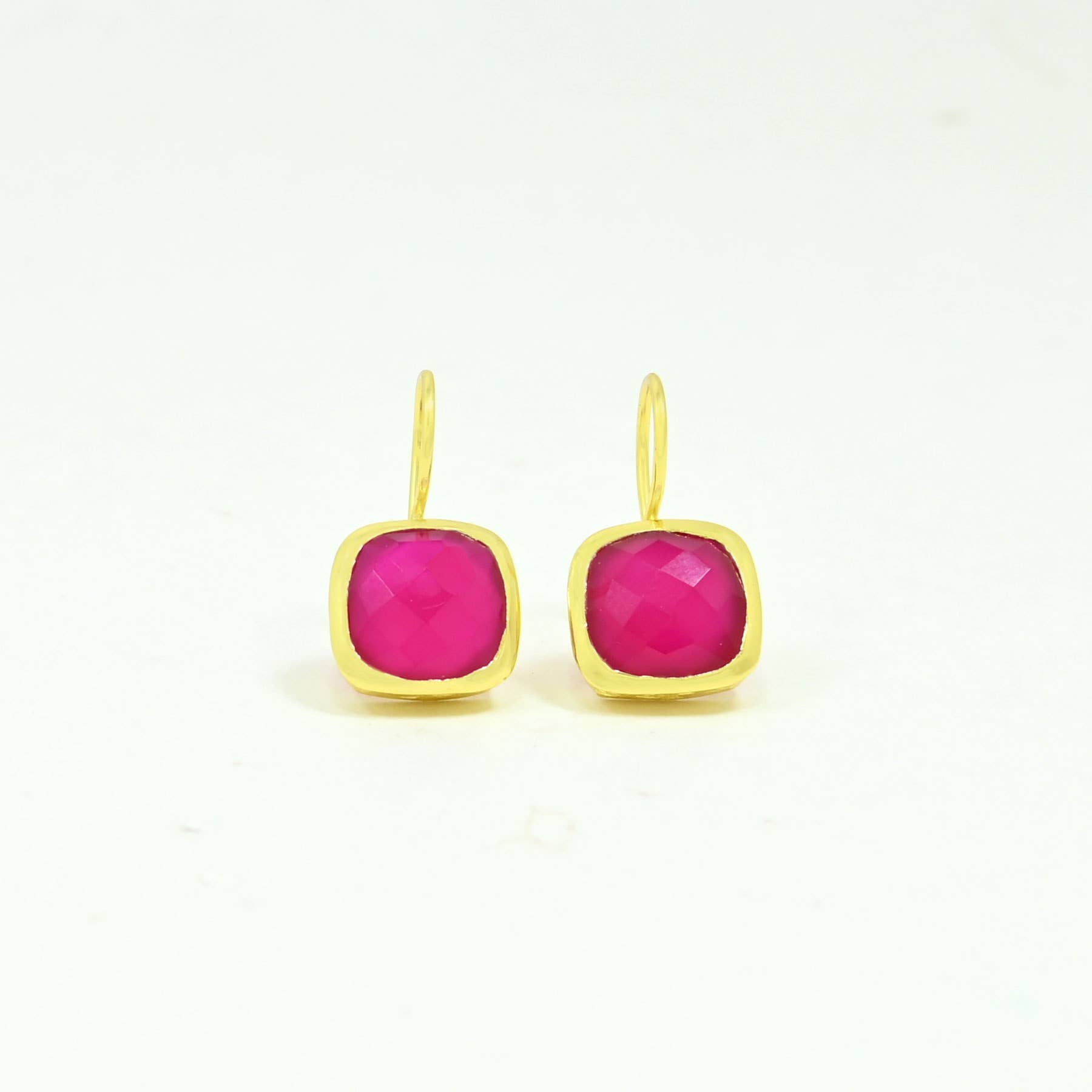 Dolce Earring Gold Plated - Pink Jade