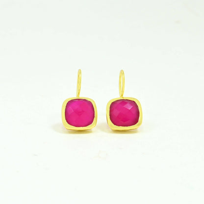 Dolce Earring Gold Plated - Pink Jade
