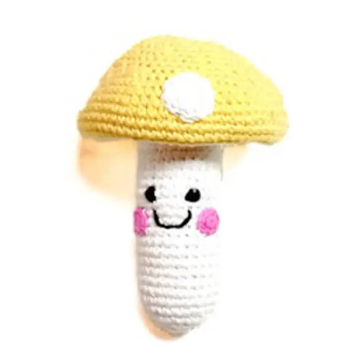 Pebble Rattle- Yellow Mushroom