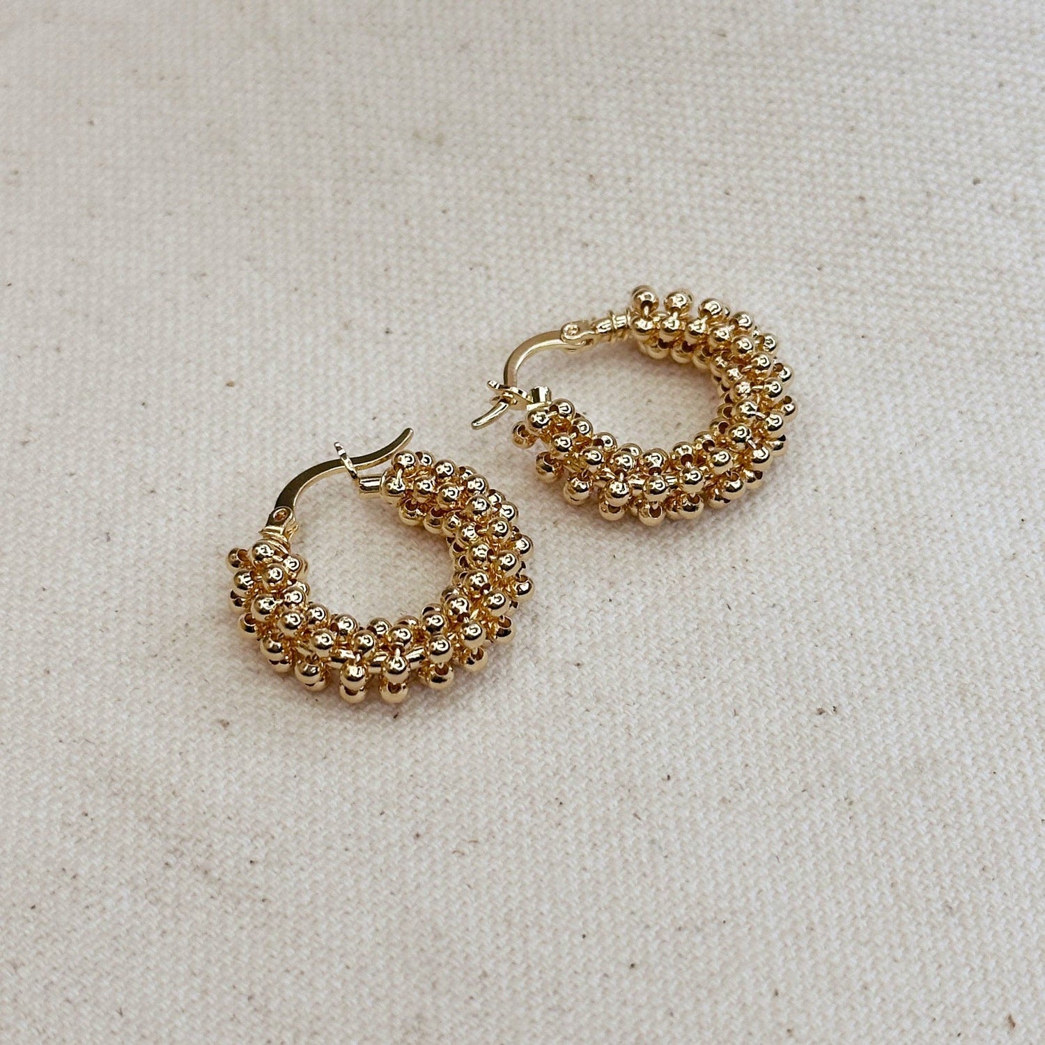 GoldFi - 18k Gold Filled Beaded Cluster Hoop Earrings