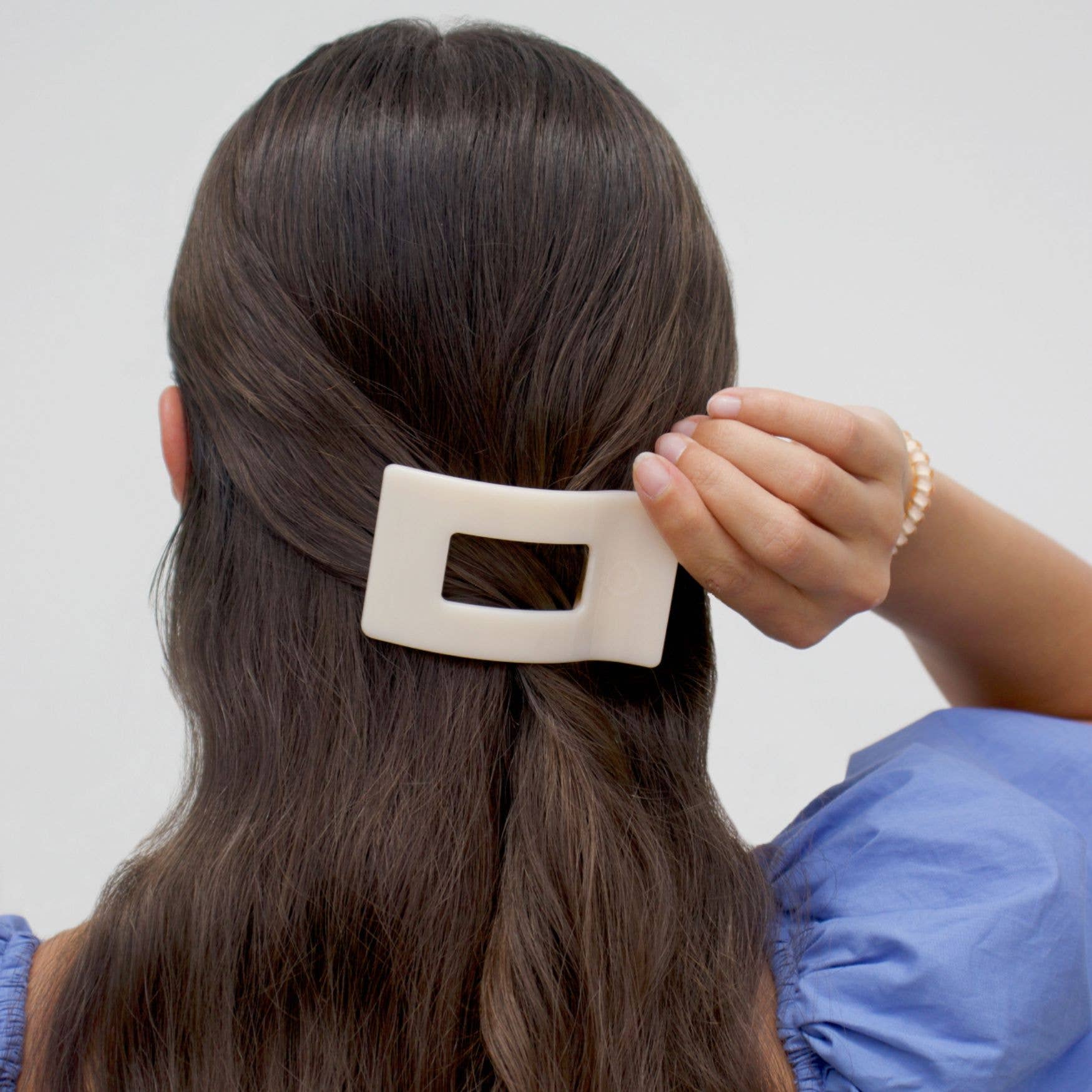 TELETIES - Flat Rectangle Hair Clip | Small | Almond Beige