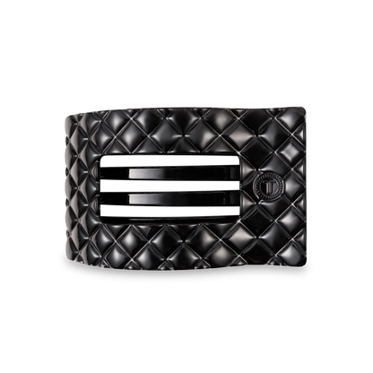 TELETIES - Flat Rectangle Hair Clip | Medium | Jet Black Quilted