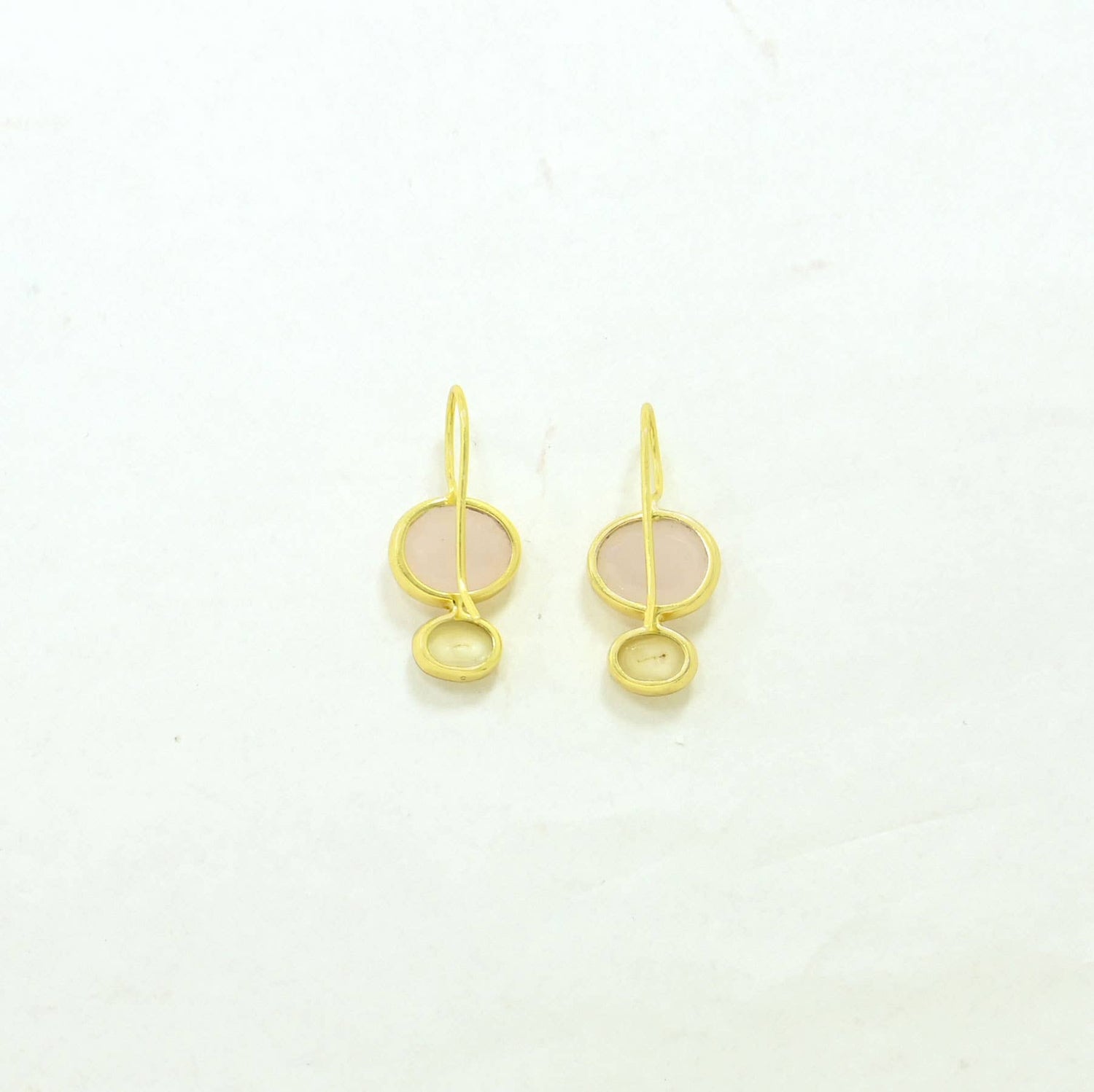 Primrose Earring Gold Plated - Rose Quartz &amp; Pearl