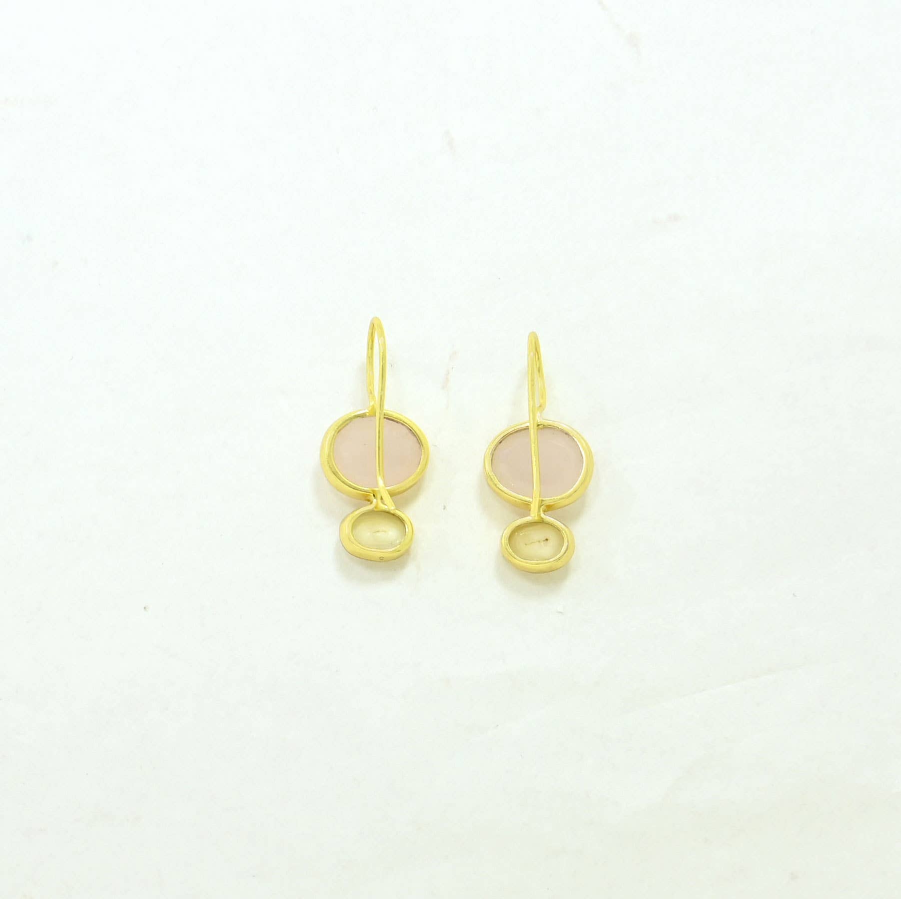 Primrose Earring Gold Plated - Rose Quartz &amp; Pearl