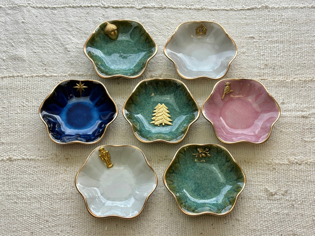 Lotus Flower Christmas Ceramic Dish 