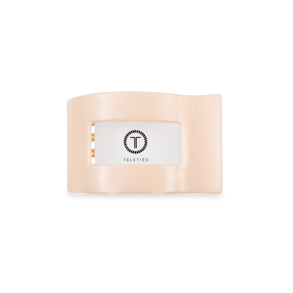 TELETIES - Flat Rectangle Hair Clip | Small | Almond Beige