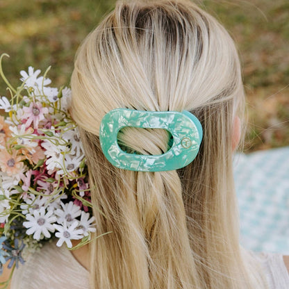 TELETIES - Flat Round Hair Clip | Medium | Spring Splash