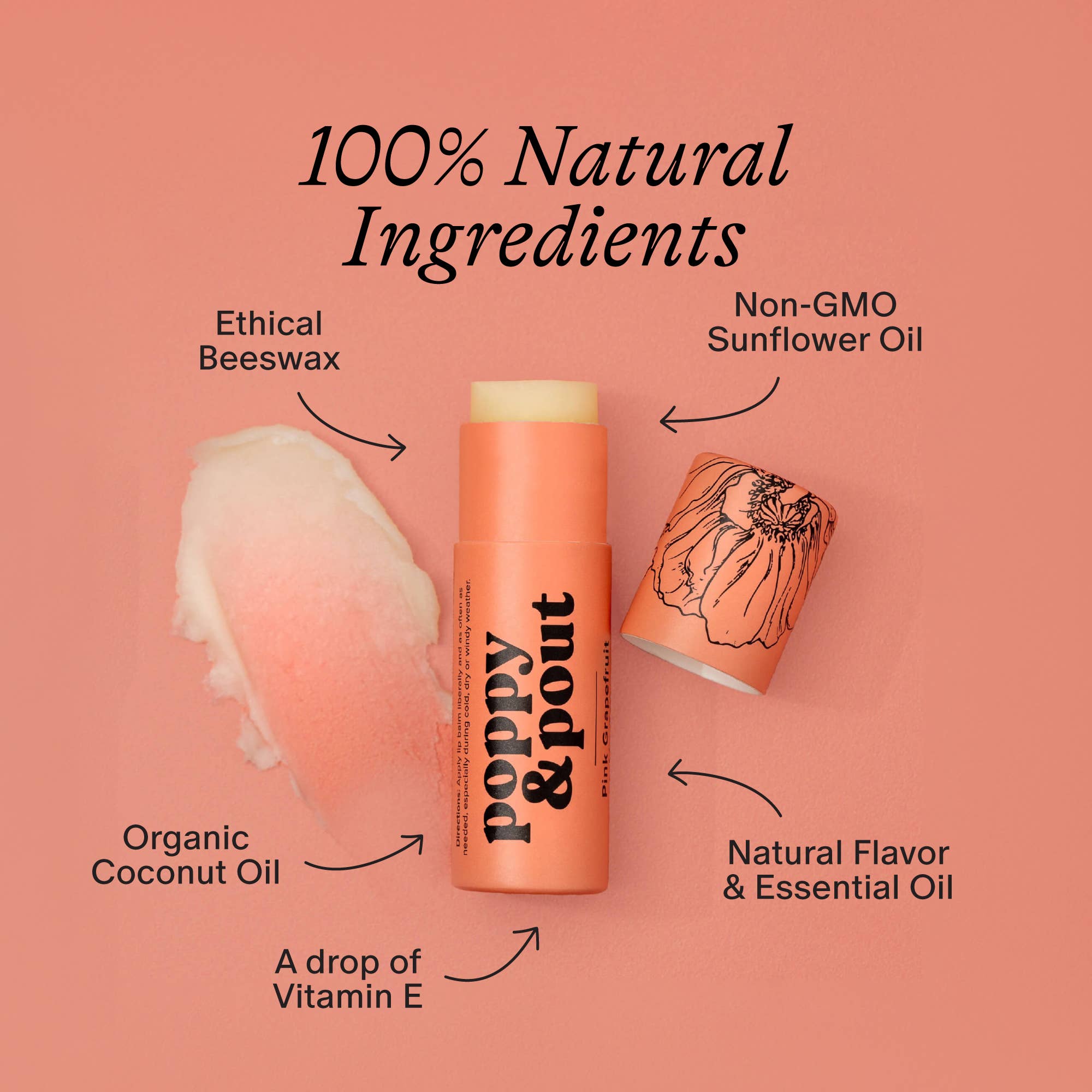 Poppy &amp; Pout - Lip Balm, Pink Grapefruit