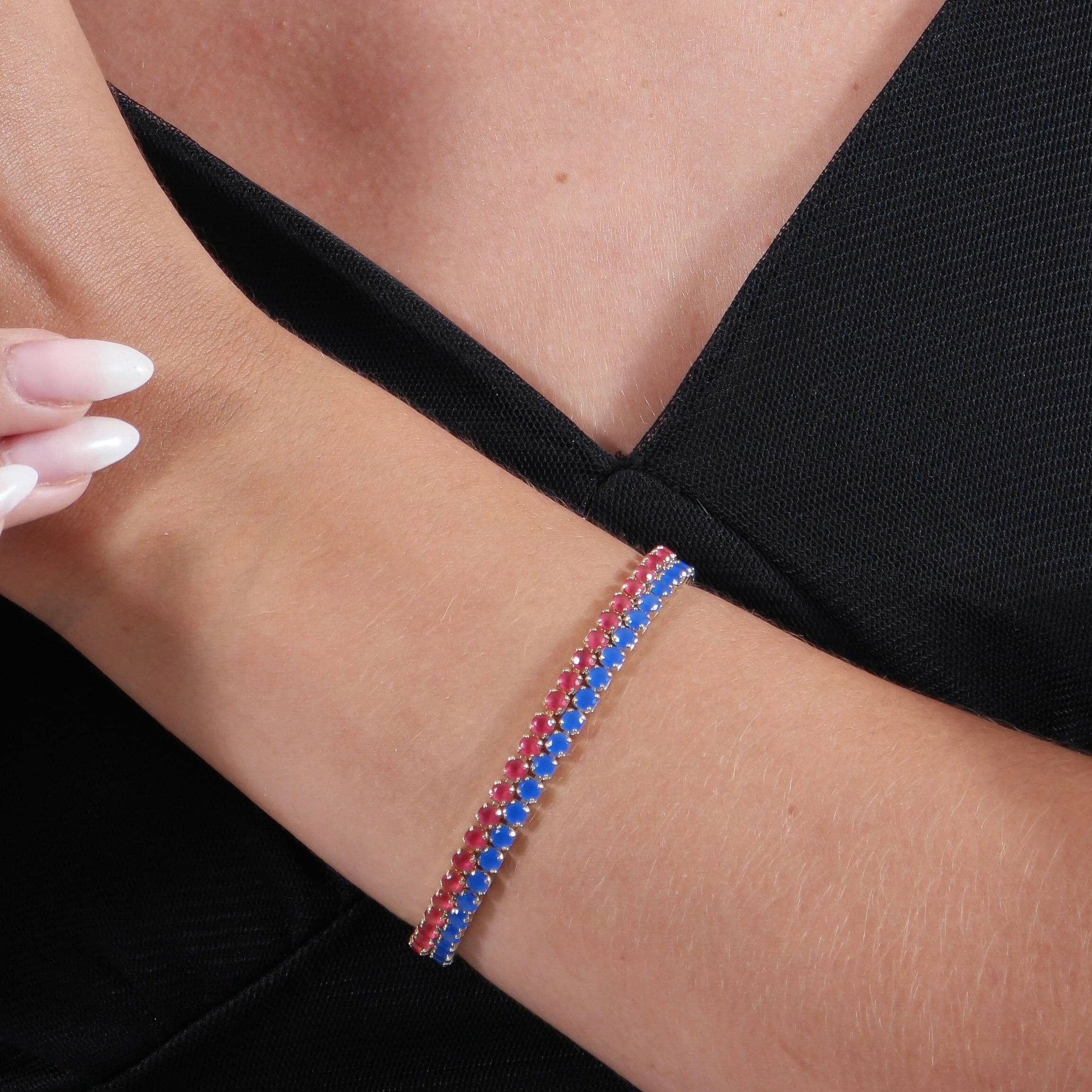 GoldFi - 18k Gold Filled 3mm Cubic Zirconia Royal Blue Bracelet