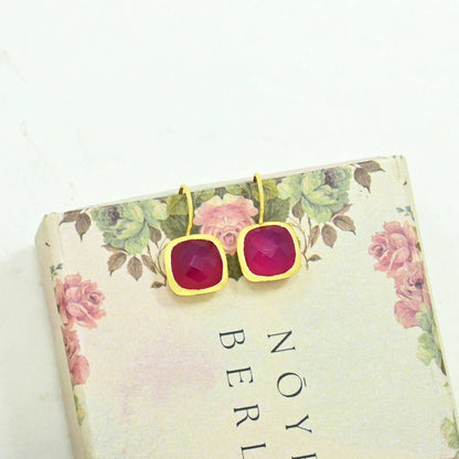 Dolce Earring Gold Plated - Pink Jade