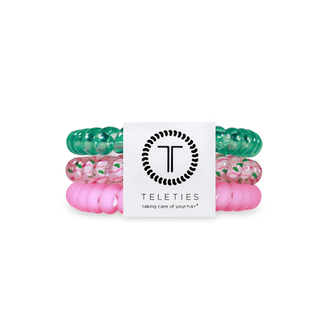 TELETIES - Spiral Hair Coils | Small | Merry Pinkmas Hair Ties
