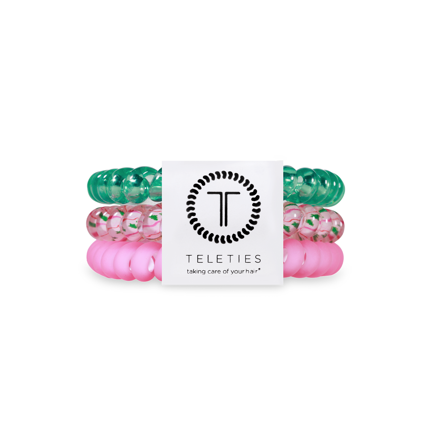 TELETIES - Spiral Hair Coils | Small | Merry Pinkmas Hair Ties