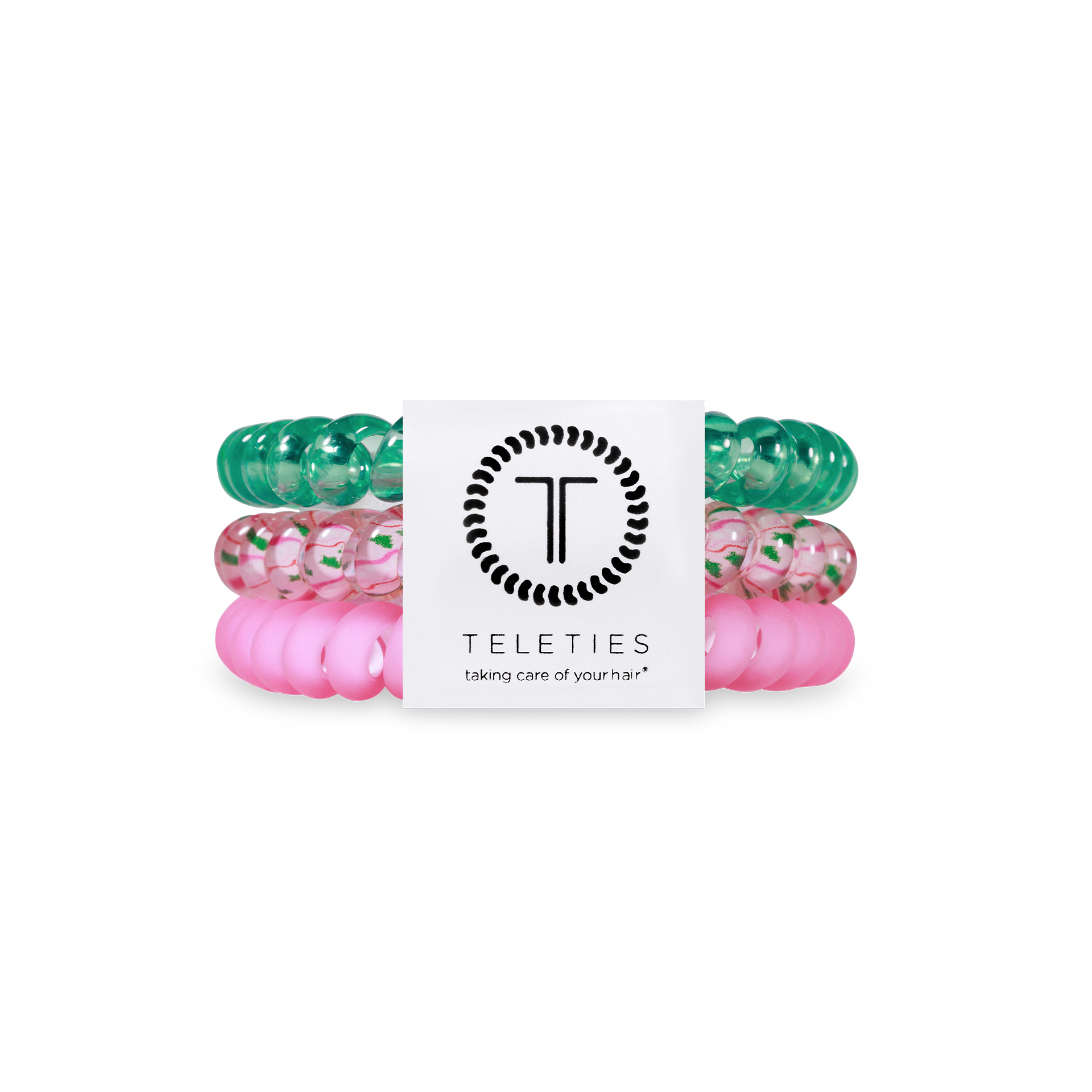 TELETIES - Spiral Hair Coils | Small | Merry Pinkmas Hair Ties