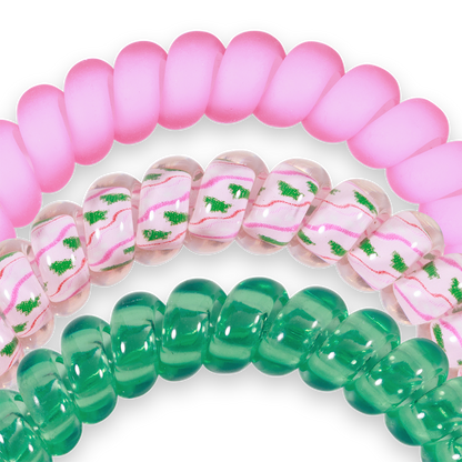 TELETIES - Spiral Hair Coils | Small | Merry Pinkmas Hair Ties