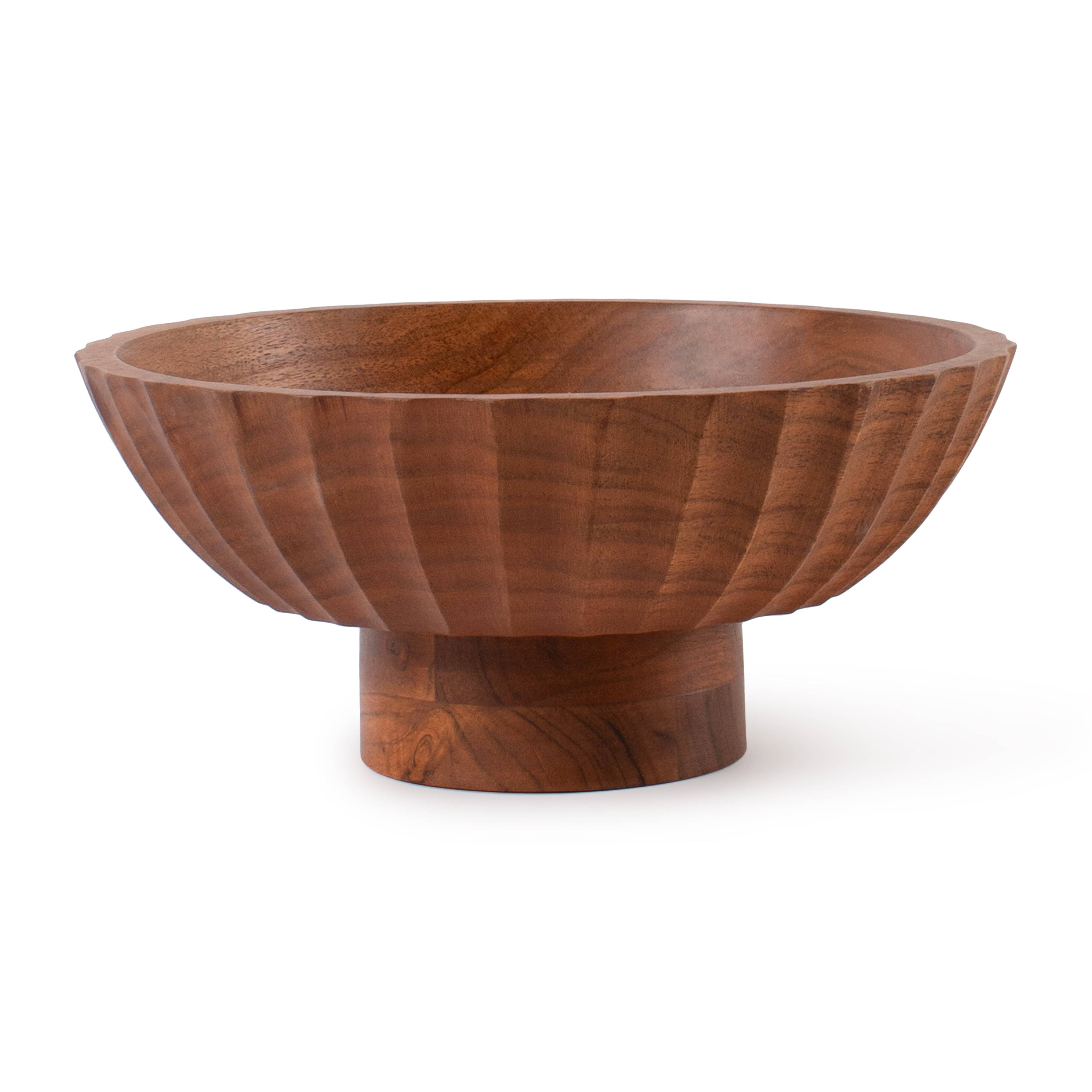LuxeDesigns Co LLC - Acacia Wood Footed Bowl– Handcrafted Decorative Fruit Bowl