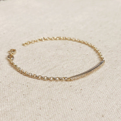 GoldFi - 18k Gold Filled 2mm CZ Bar Bracelet