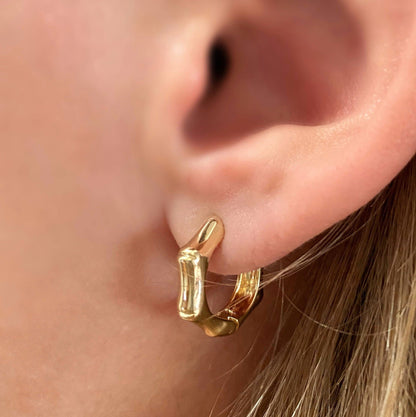 GoldFi - 18k Gold Filled Bamboo Clicker Hoop Earrings