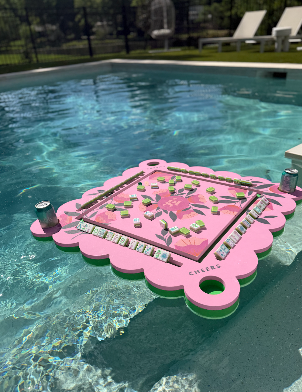 Girl Tribe Co - Floating Mahjong Tile Mat in Floral Pink