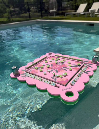 Girl Tribe Co - Floating Mahjong Tile Mat in Floral Pink