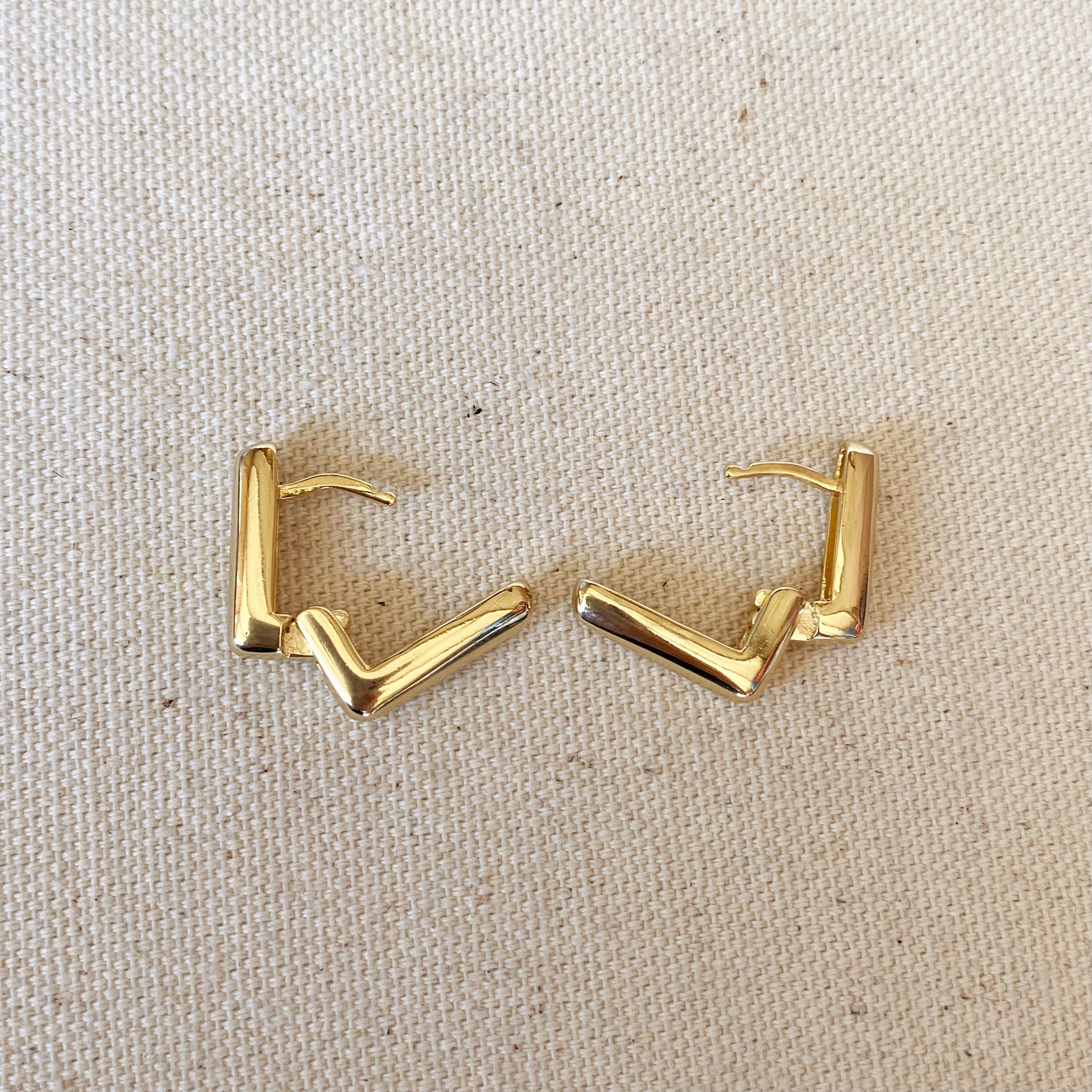 GoldFi - 18k Gold Filled Rectangle Shaped Hoop Earrings