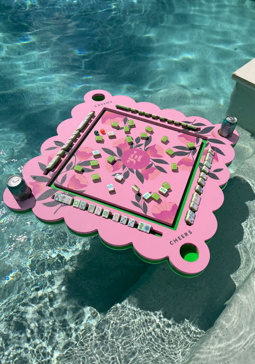 Girl Tribe Co - Floating Mahjong Tile Mat in Floral Pink