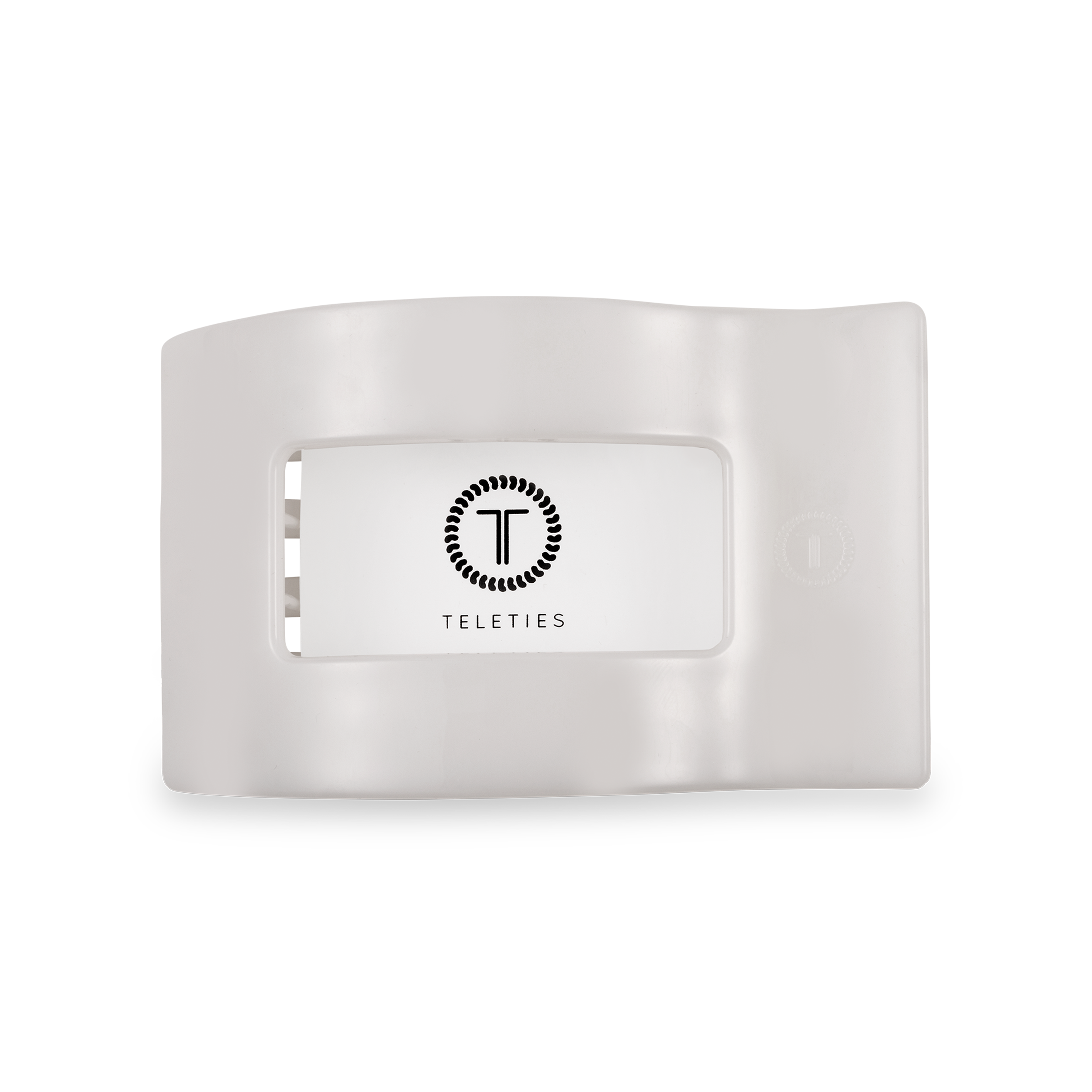 TELETIES - Flat Rectangle Hair Clip | Medium | Coconut White