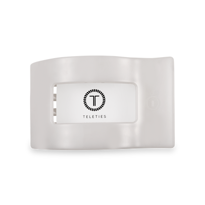 TELETIES - Flat Rectangle Hair Clip | Medium | Coconut White