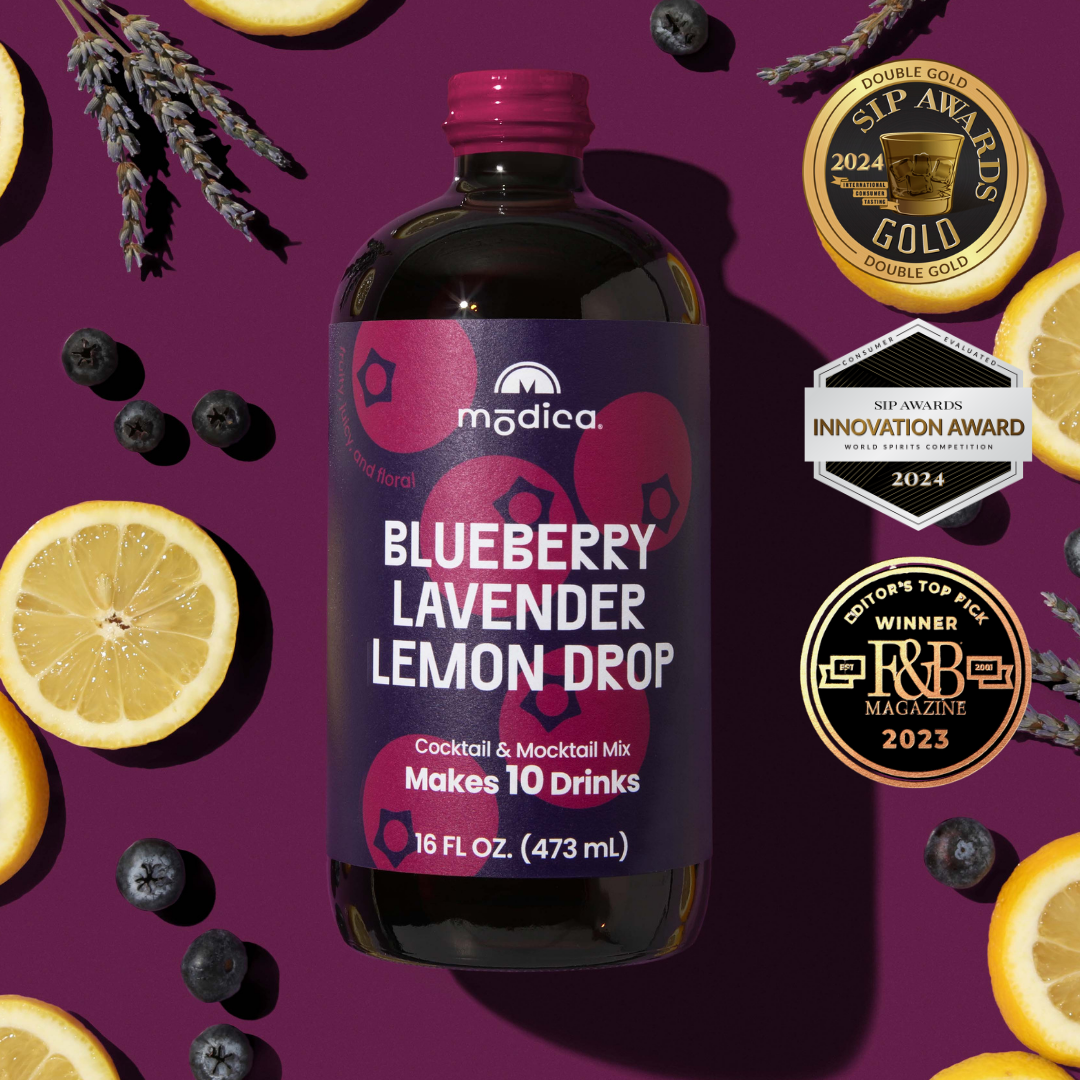 Modica Cocktail &amp; Mocktail Mixers - Blueberry Lavender Lemon Drop Cocktail &amp; Mocktail Mix + Kit