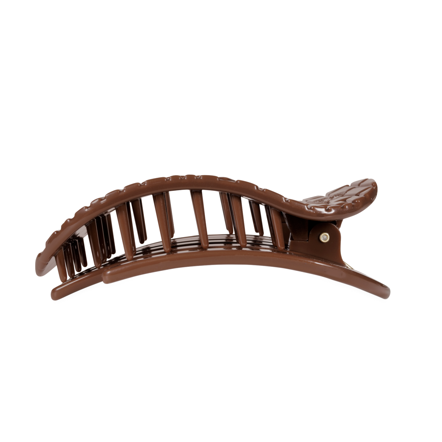 TELETIES - Brown Crocodile Large Flat Round Hair Clip