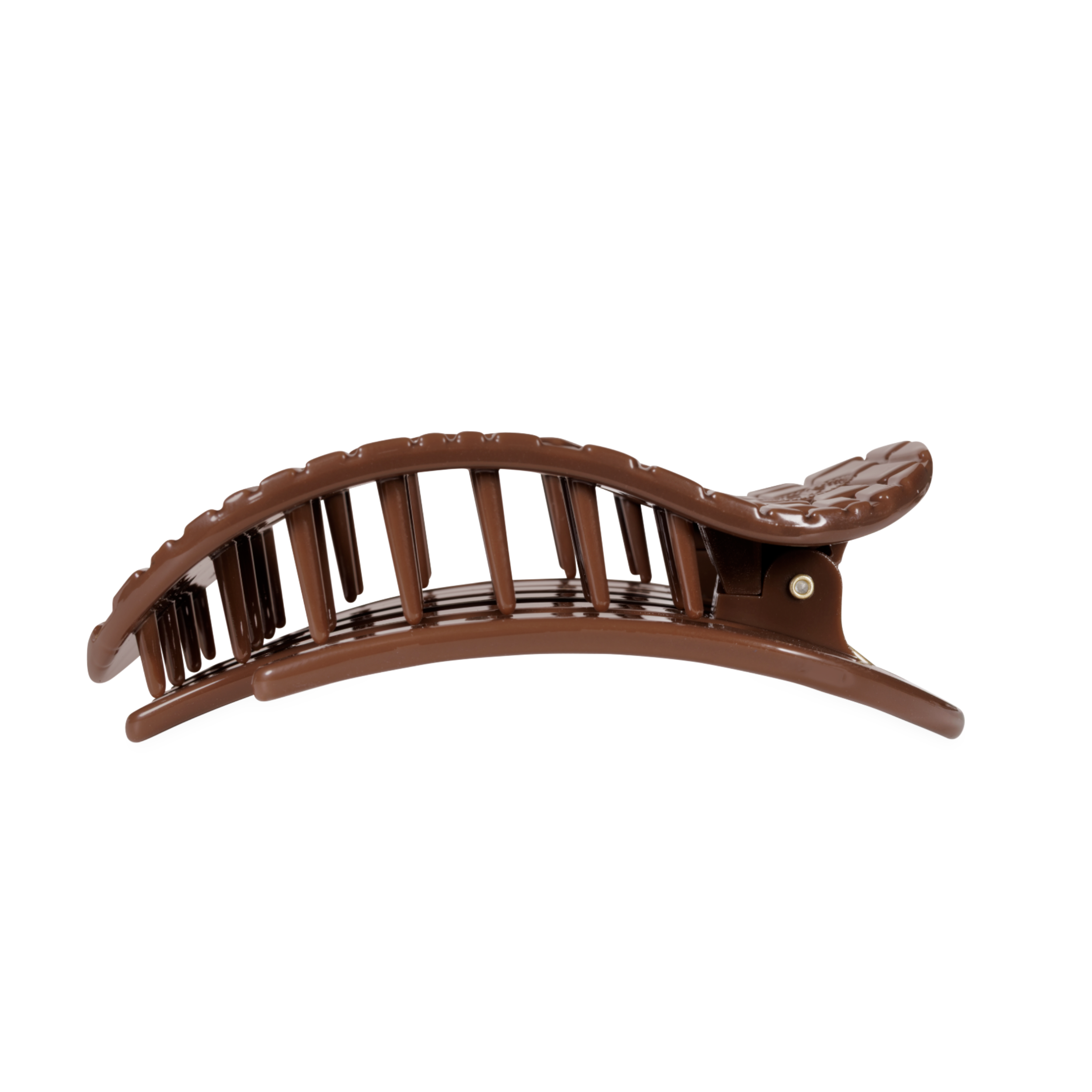 TELETIES - Brown Crocodile Large Flat Round Hair Clip