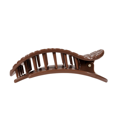 TELETIES - Brown Crocodile Large Flat Round Hair Clip