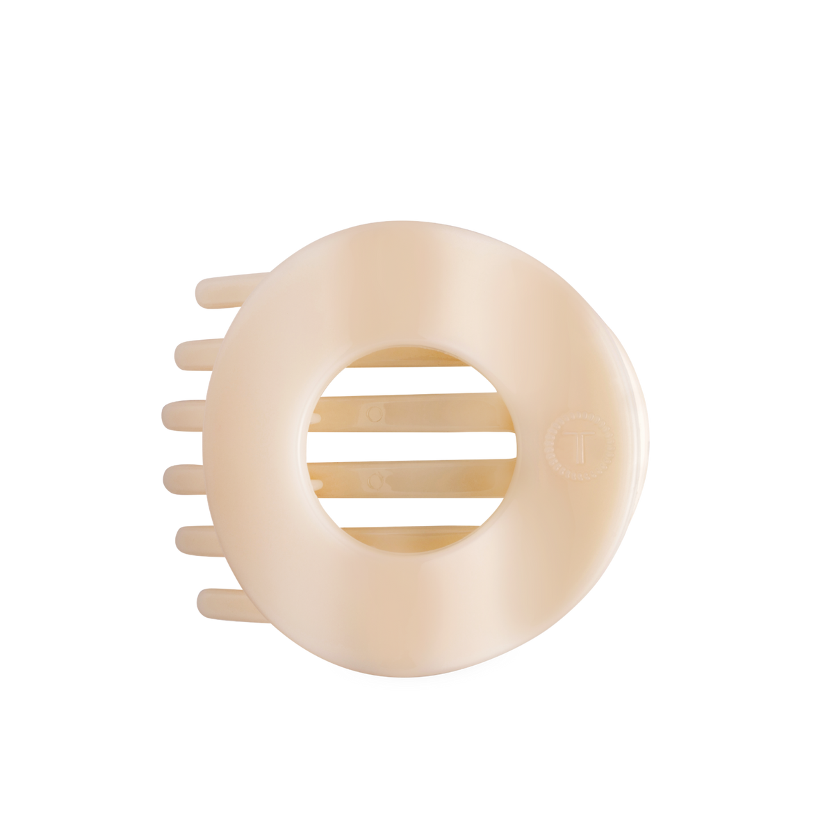TELETIES - Almond Beige | Large | Flat Circle Hair Clip