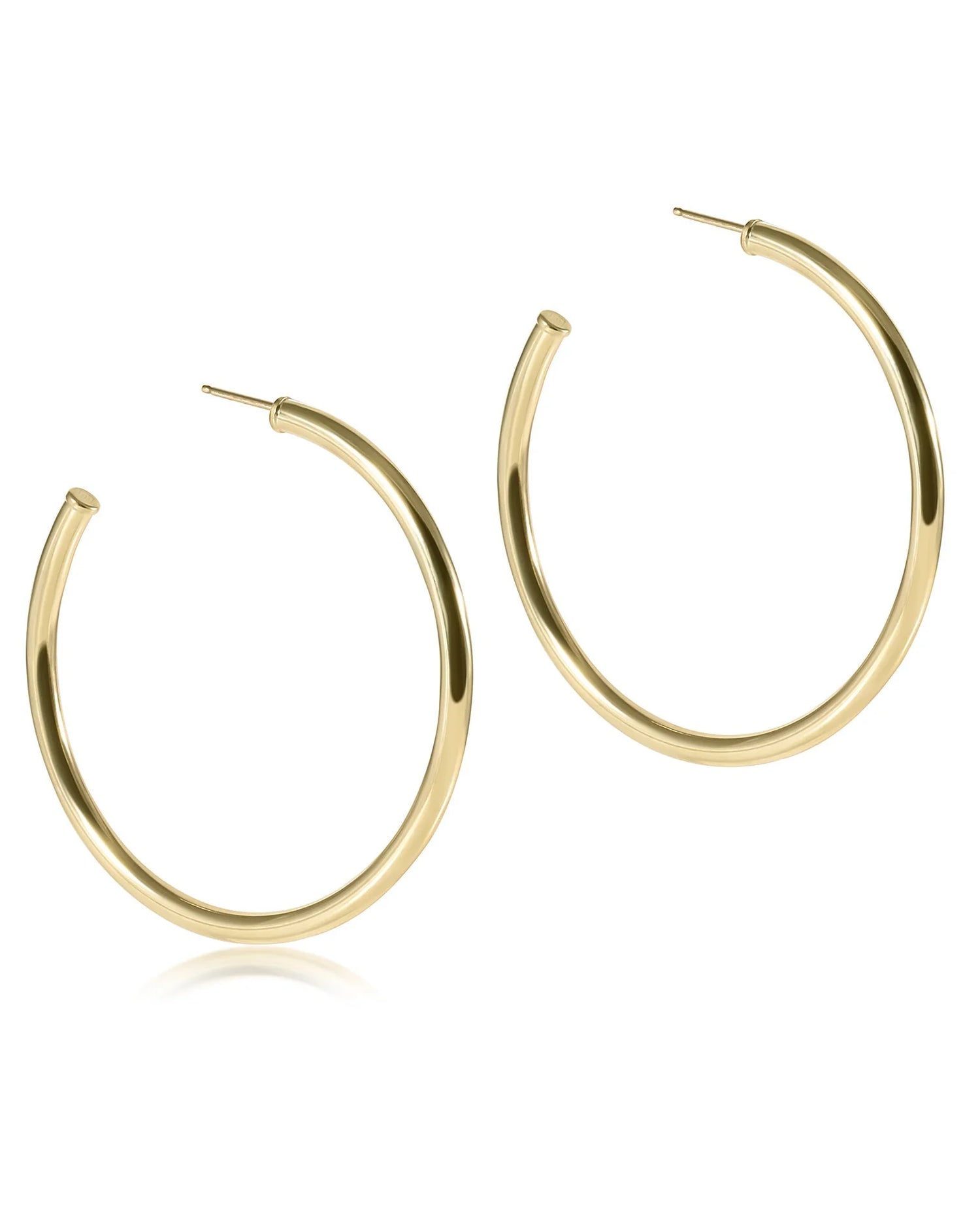Round Gold 2" Post Hoop - 3mm - Smooth