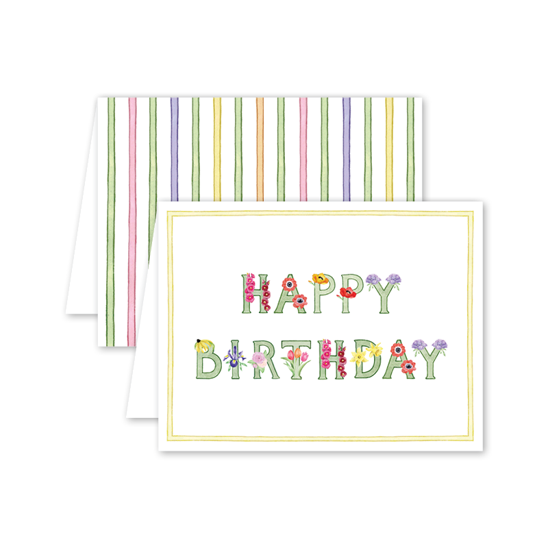 Alphabet Blooms Birthday Card
