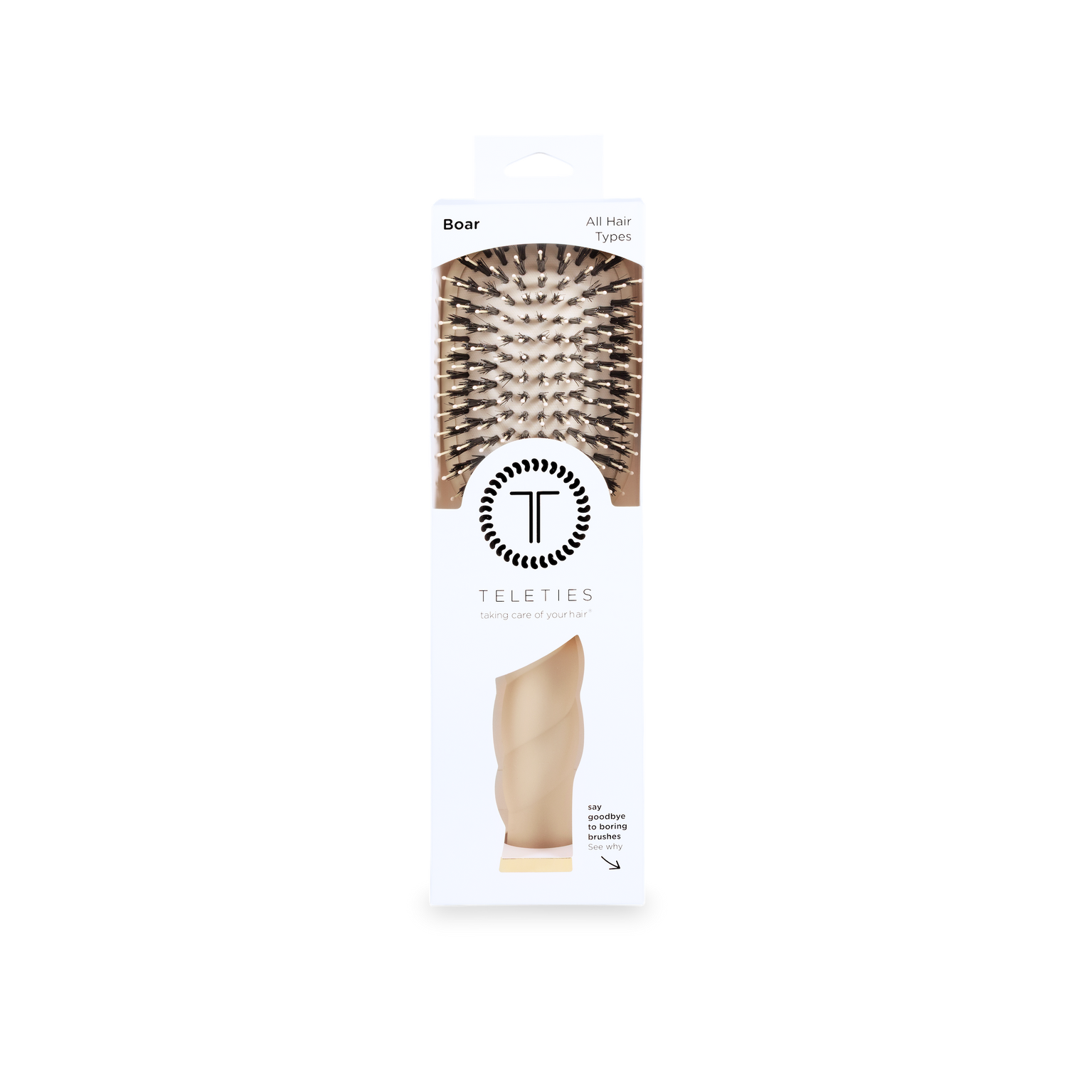 TELETIES - Boar Bristle Hair Brush | Tan