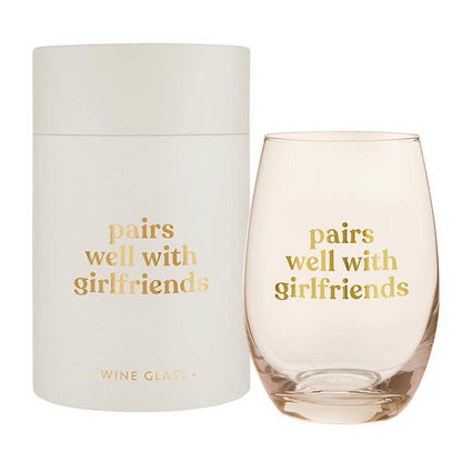 Santa Barbara Design Studio by Creative Brands - Stemless Wine Glass - Pairs Well with Girlfriends