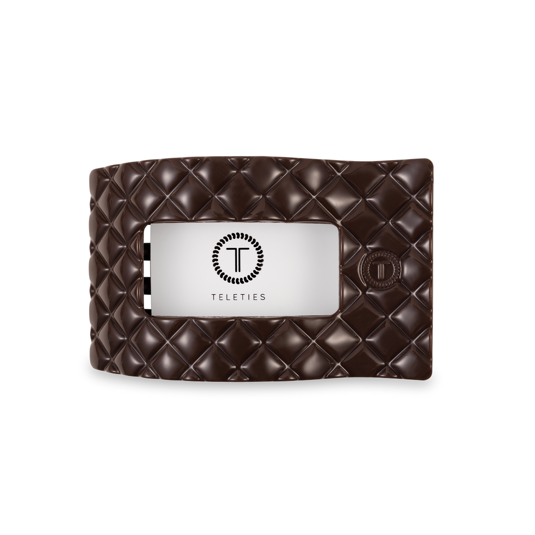 TELETIES - Flat Rectangle Hair Clip | Medium | Truly Taupe Quilted