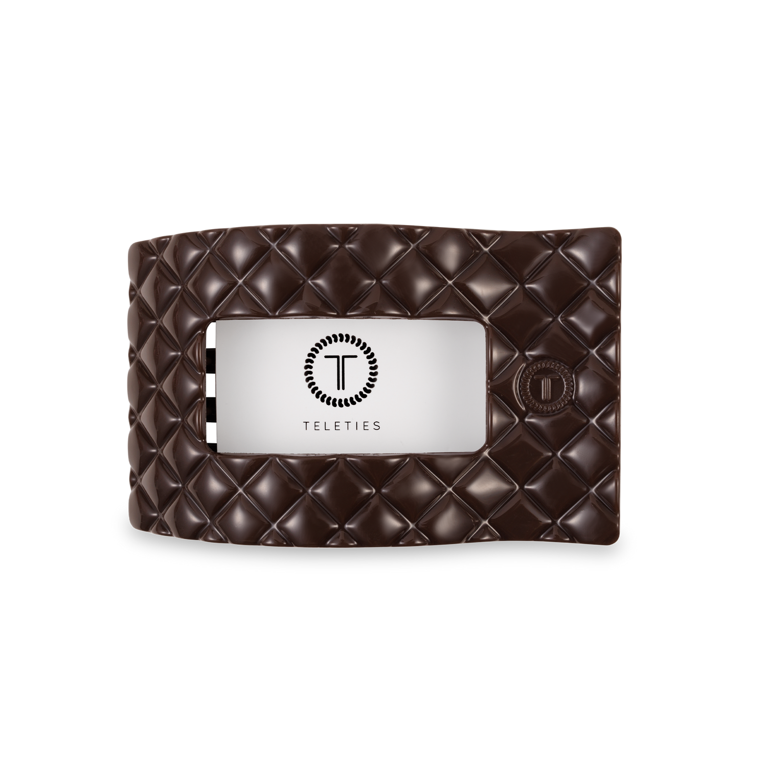 TELETIES - Flat Rectangle Hair Clip | Medium | Truly Taupe Quilted